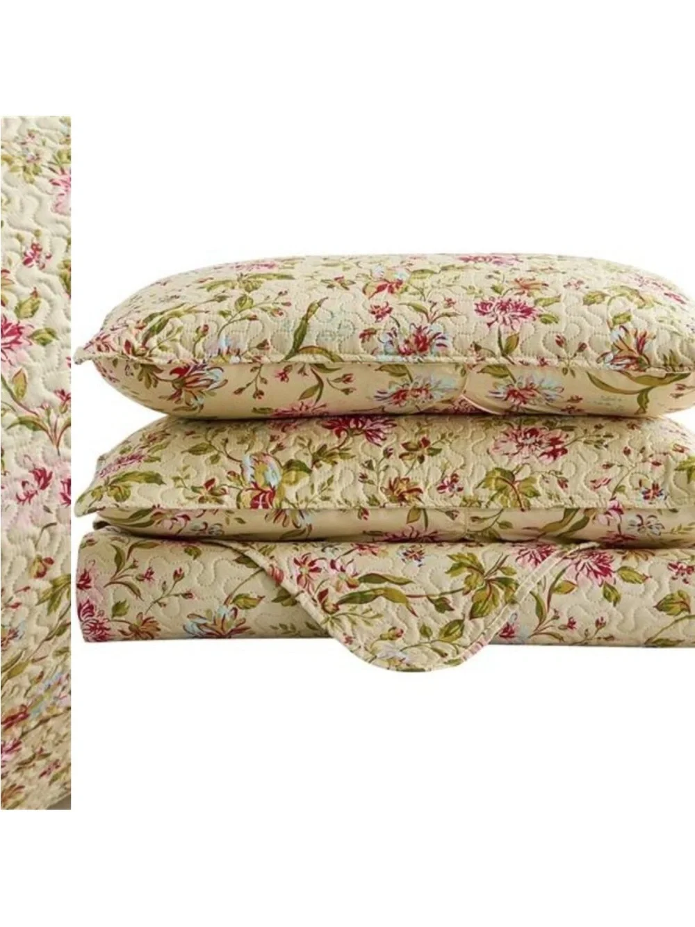 Floral Quilt Set King Size, Reversible Cotton Quilt Bedding Set
